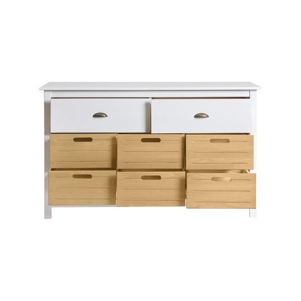 Biela komoda z masívneho borovicového dreva s 8 zásuvkami Marckeric Ibiza-image-3