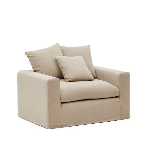 Béžové ľanové kreslo Nora – Kave Home