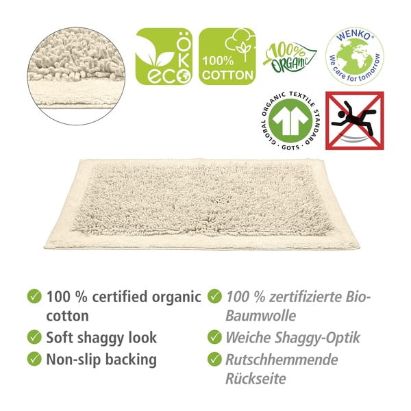 Krémovobiela textilná kúpeľňová predložka 60x90 cm Sidyma – Wenko-image-3