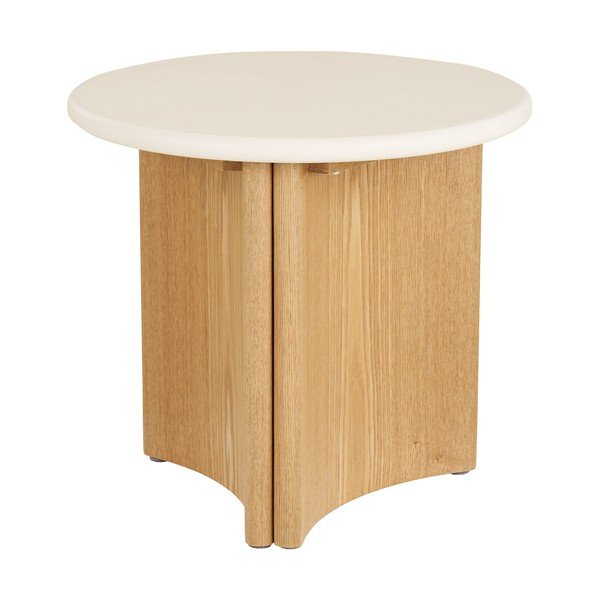 Okrúhly odkladací stolík s betónovou doskou ø 50 cm Motril – House Nordic
