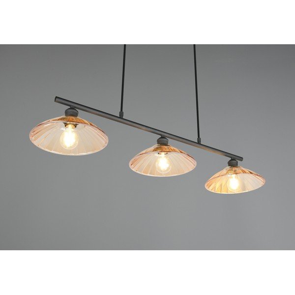 Čierne/jantárové kovové závesné svietidlo so skleneným tienidlom Eluna – Reality-image-2