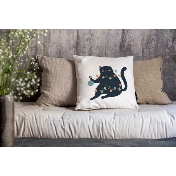 Obliečka na vankúš s vianočným motívom 45x45 cm Festive Cat – Butter Kings-image-1