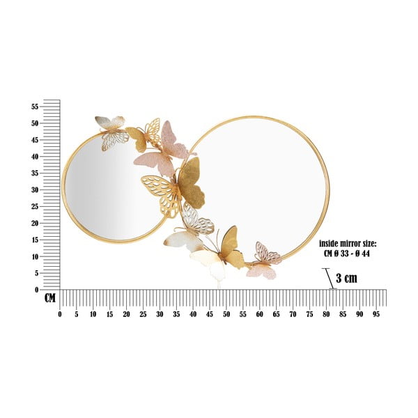 Nástenné zrkadlo v ružovo-zlatom dekore Mauro Ferretti Farfalle, 81 x 52,5 cm-image-2