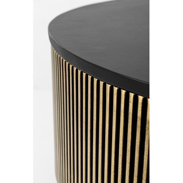 Čierny/v zlatej farbe okrúhly konferenčný stolík s doskou z mangového dreva ø 90 cm Virat – Bizzotto-image-4