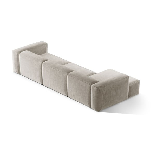 Béžová menčestrová rohová pohovka (ľavý roh/s leňoškou) Bergamo – Cosmopolitan Design-image-4
