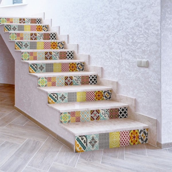 Sada 2 samolepiek na schody Ambiance Mosaic, 15 × 105 cm