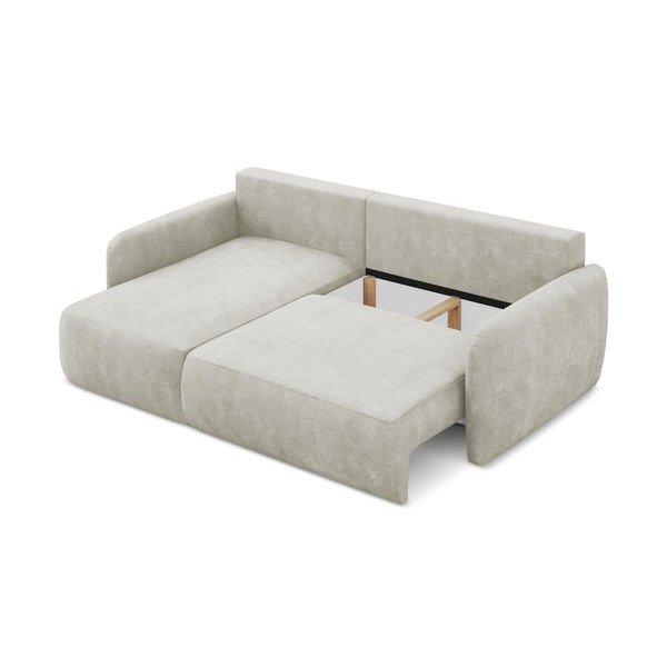 Krémová ženilková rozkladacia/s úložným priestorom rohová pohovka (ľavý roh/s leňoškou) Lilo – Makamii-image-3