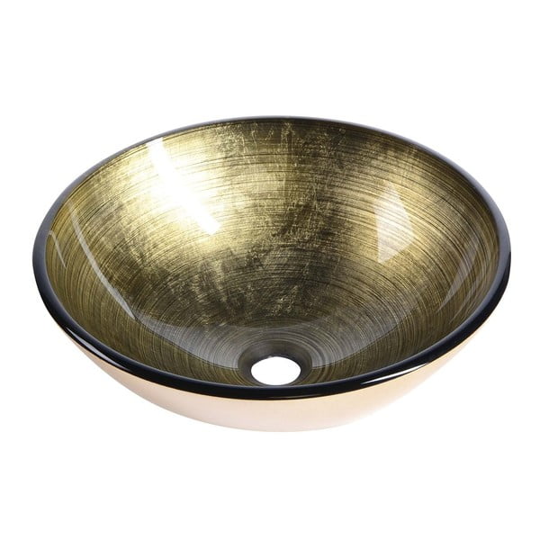 Sklenené okrúhle umývadlo v zlatej farbe ø 42 cm Fianna – Sapho