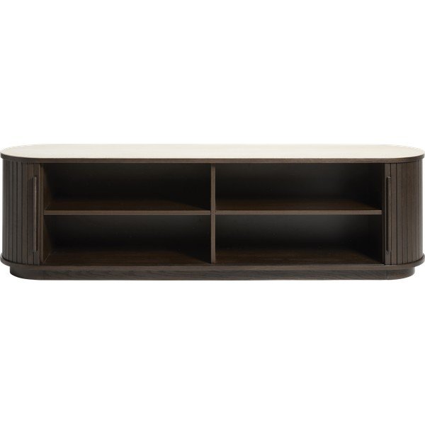 TV stolík s keramickou doskou v tmavo prírodnej farbe 180x50x40 cm Enna – Unique Furniture-image-1