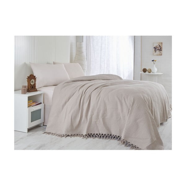 Prikrývka na posteľ Pique Brown, 220x240 cm
