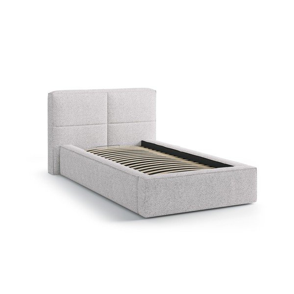 Svetlosivá čalúnená jednolôžková posteľ s úložným priestorom s roštom 90x200 cm Darren – Micadoni -image-2