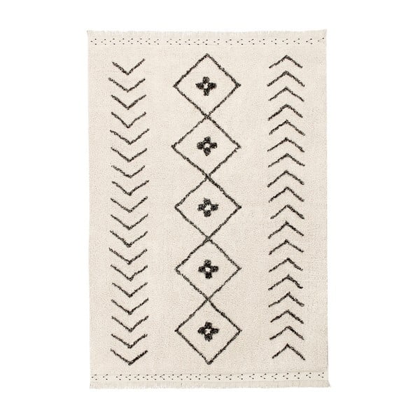 Krémový prateľný ručne tkaný bavlnený koberec 170x240 cm Bereber Rhombs – Lorena Canals
