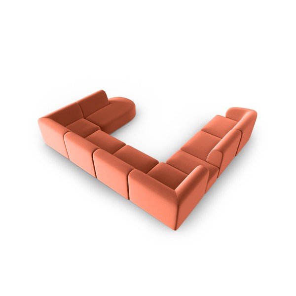 Ružová zamatová rohová pohovka (ľavý roh/do "U") Paolo – Milo Casa-image-3