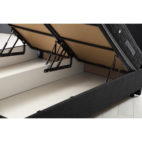 Antracitová čalúnená jednolôžková posteľ s úložným priestorom a roštom 120x200 cm Vitalia – Kalune Design-image-1