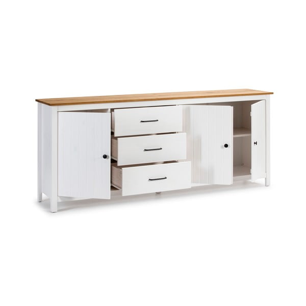Biela nízka komoda z borovicového dreva 190x80 cm Miranda – Marckeric-image-4