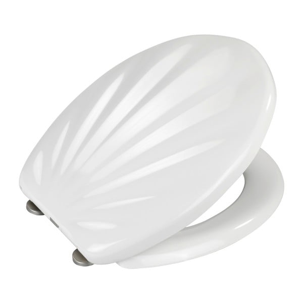 Biele WC sedadlo s jednoduchým zatváraním Wenko Premium Sea Shell, 45,5 × 38 cm-image-2