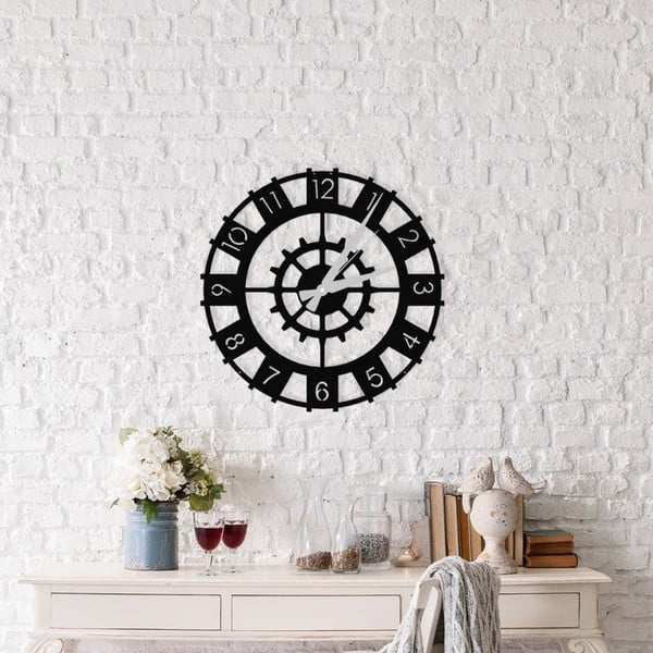 Čierne nástenné hodiny Patara Clock, ⌀ 50 cm