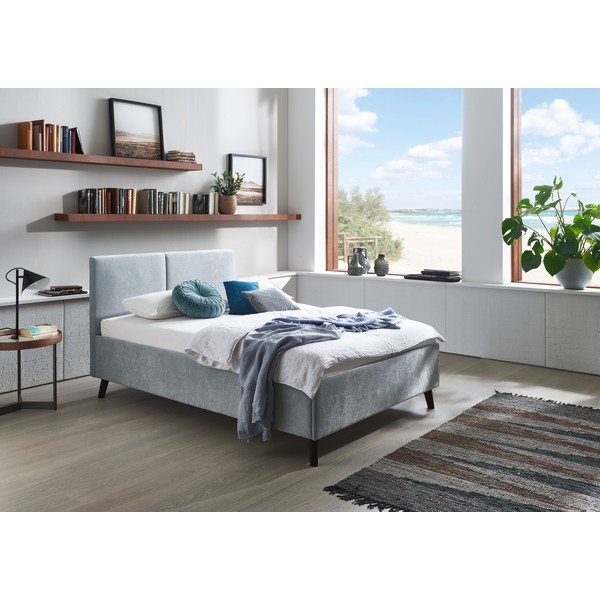 Svetlomodrá čalúnená dvojlôžková posteľ s roštom 140x200 cm Piano – Meise Möbel-image-1