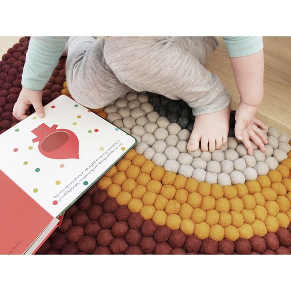 Detský guľôčkový vlnený koberec Wooldot Ball Rugs Rainbow Red-image-4