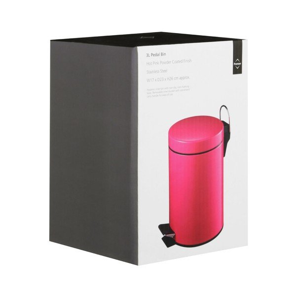 Ružový pedálový kôš Premier Housewares, 3 l-image-1
