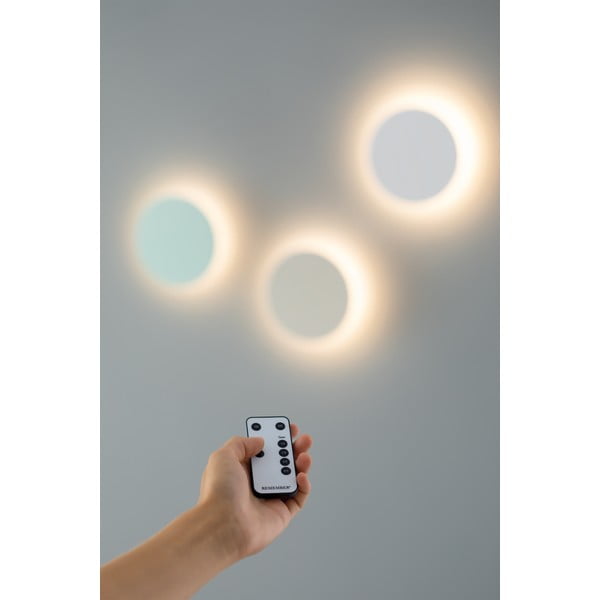 Biele LED nástenné svietidlo s časovačom/na diaľkové ovládanie na USB ø 19 cm Dot – Remember-image-3