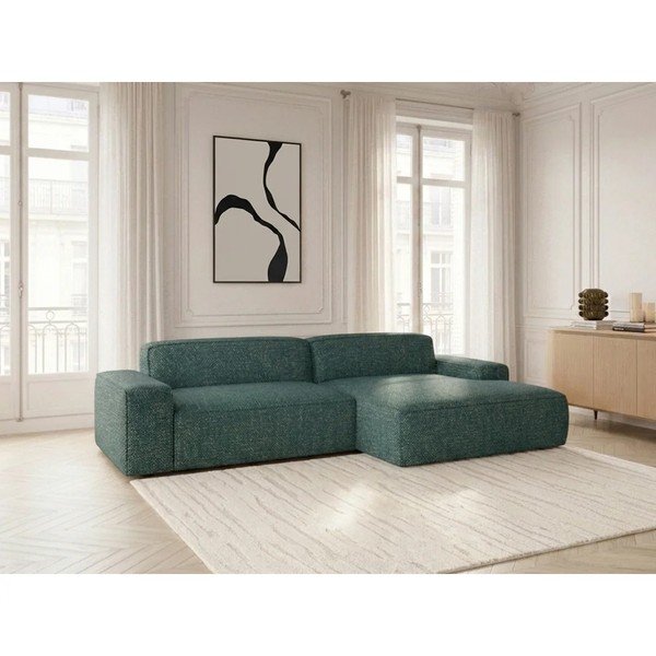 Zelená rozkladacia/s elektrickým výsuvom sedadla rohová pohovka (pravý roh) Abel – Bobochic Paris-image-3