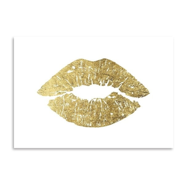 Plagát Americanflat Lips in Gold, 30 x 42 cm