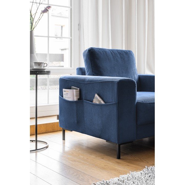 Tmavomodré menčestrové kreslo Lofty Lilly – Miuform-image-3