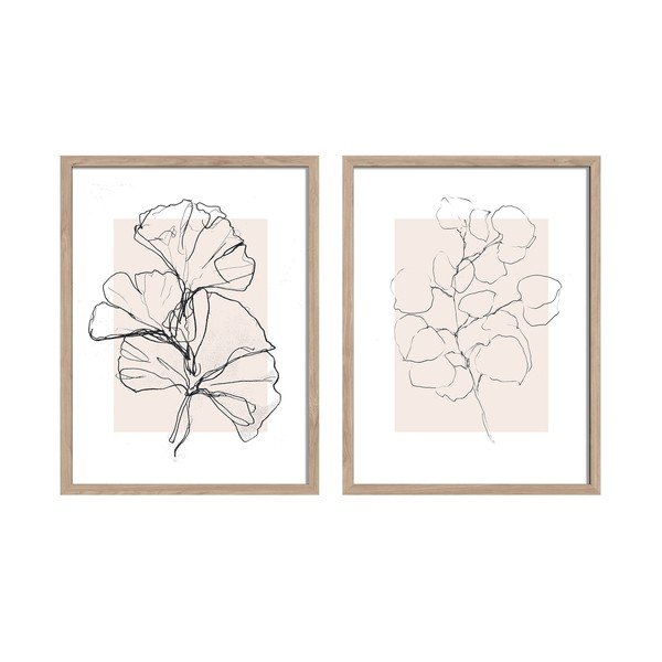 Tlačené obrazy v súprave 2 ks s rámom 30x40 cm Floral Set – Styler