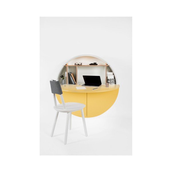 Žlto-biely multifunkčný nástenný stôl EMKO Pill-image-4