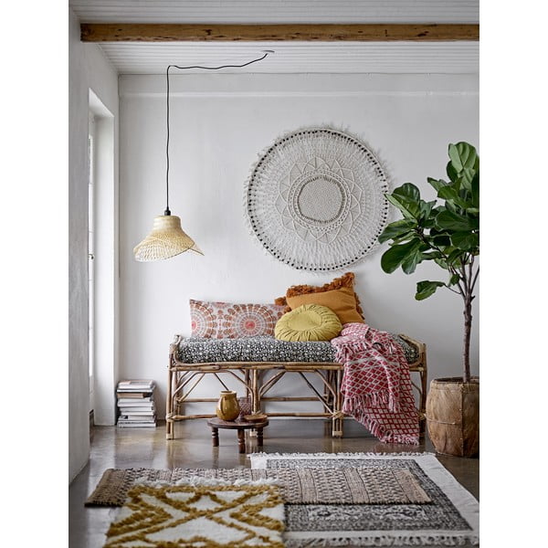 Oranžový bavlnený dekoratívny vankúš Bloomingville Fringe-image-2