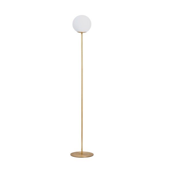 Biela/v zlatej farbe stojacia lampa so skleneným tienidlom (výška  155 cm) Brisia – Kave Home