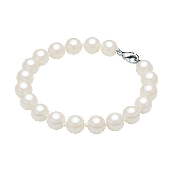Náramok s bielymi perlami ⌀ 8 mm Perldesse Olivia, dĺžka 19 cm
