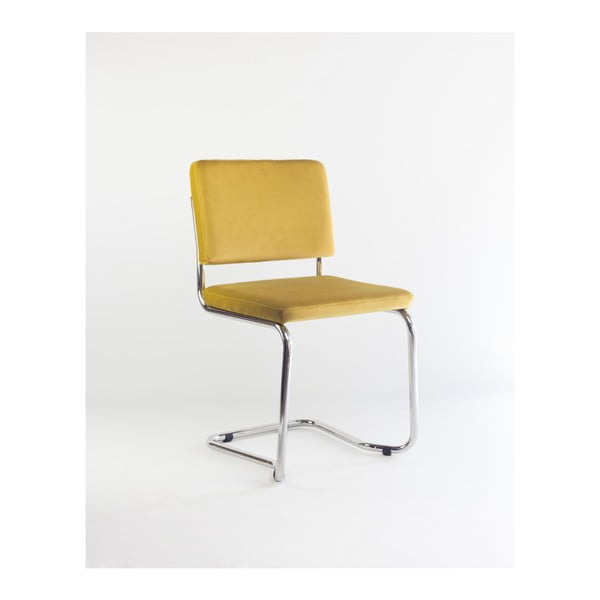 Stolička s žltým zamatovým poťahom Velvet Atelier Bertha