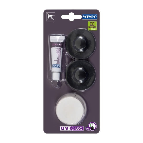 Čierna súprava na prichytenie k povrchom pomocou UV-Loc Wenko