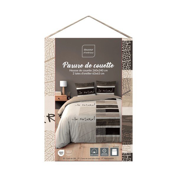 Hnedé 3-dielne bavlnené obliečky na dvojlôžko/predĺžené 260x240 cm So Natural – douceur d'intérieur-image-2