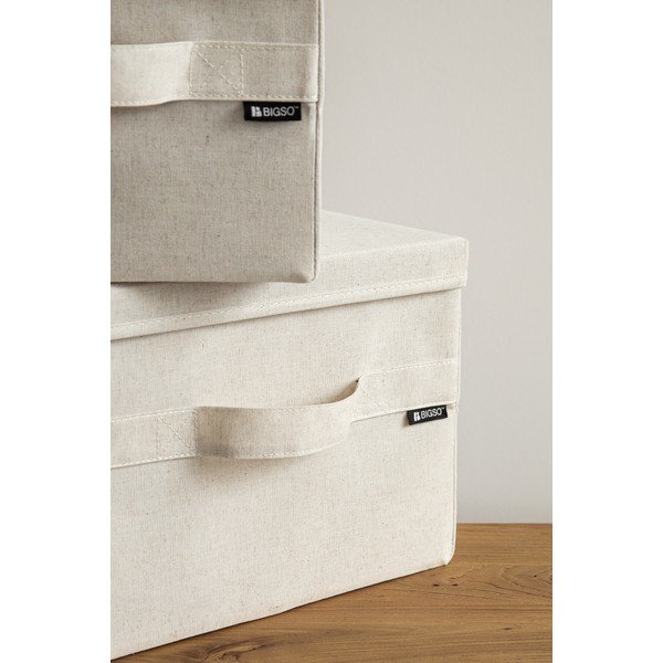 Béžový látkový úložný box s vekom 31x41x22 cm Soft Storage Medium – Bigso-image-1