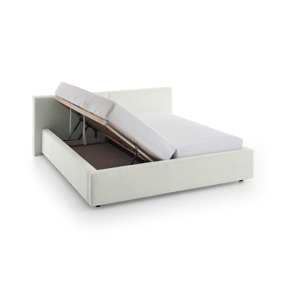 Biela čalúnená dvojlôžková posteľ s úložným priestorom s roštom 160x200 cm Cube – Meise Möbel-image-4