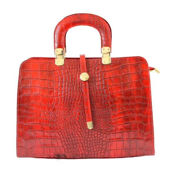 Červená kožená kabelka Chicca Borse Lady