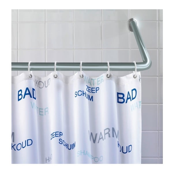 Univerzálna rohová tyč v striebornej farbe na sprchový záves Wenko Silver, ø 2 cm-image-1