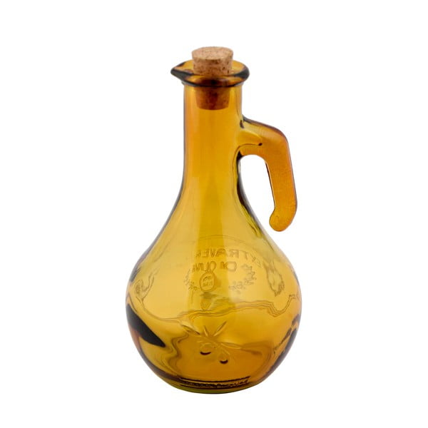 Žltá fľaša na olej z recyklovaného skla Ego Dekor Olive, 500 ml