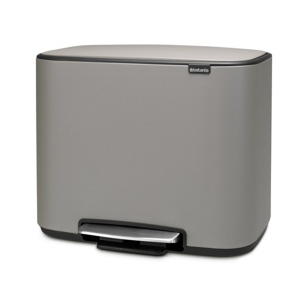 Svetlosivý nášľapný oceľový odpadkový kôš na triedený odpad 34 l Bo – Brabantia-image-4