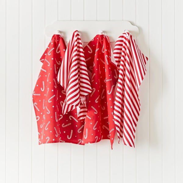 Bavlnené utierky s vianočným motívom v súprave 4 ks 50x70 cm Candy Cane – Catherine Lansfield
