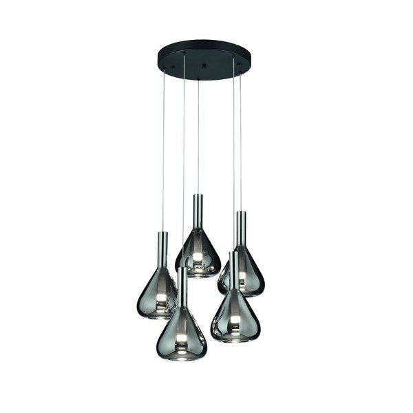 Čierne LED závesné svietidlo so skleneným tienidlom ø 55 cm Cipera – CINQUE-image-1