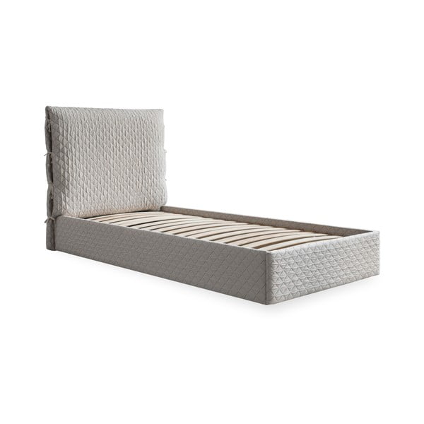 Béžová čalúnená jednolôžková posteľ s úložným priestorom s roštom 90x200 cm Sleepy Luna – Miuform-image-2