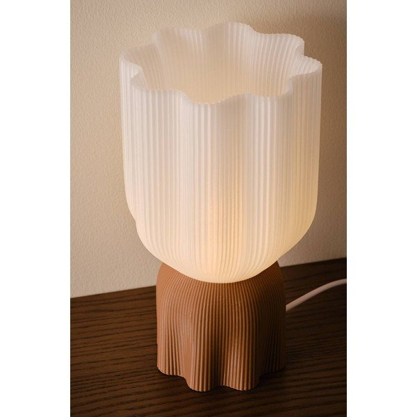 Biela/hnedá plastová stolová lampa (výška  27 cm) Camier – Jotex-image-3