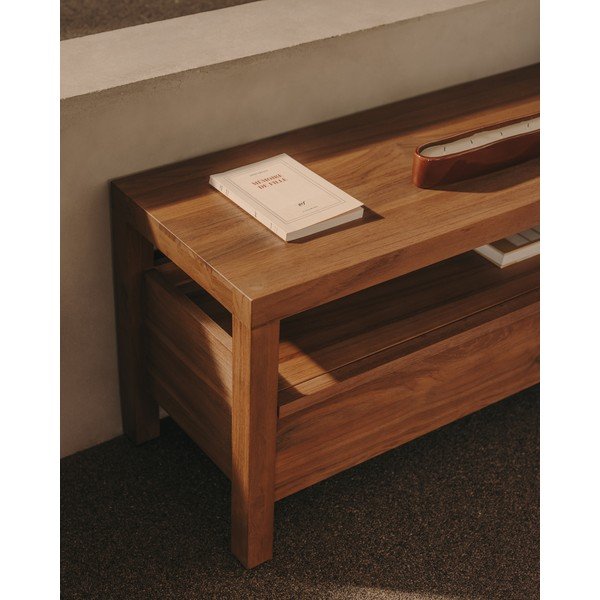 TV stolík z tíkového dreva v prírodnej farbe 200x50 cm Sashi – Kave Home-image-3