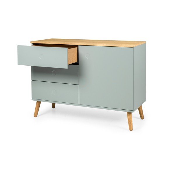 Svetlozelená nízka komoda v dekore duba 109x79 cm Dot – Tenzo-image-3