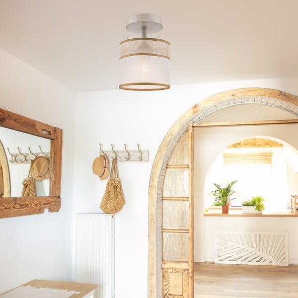 Svetlohnedé stropné svietidlo s textilným tienidlom ø 16 cm Andrea – LAMKUR-image-1