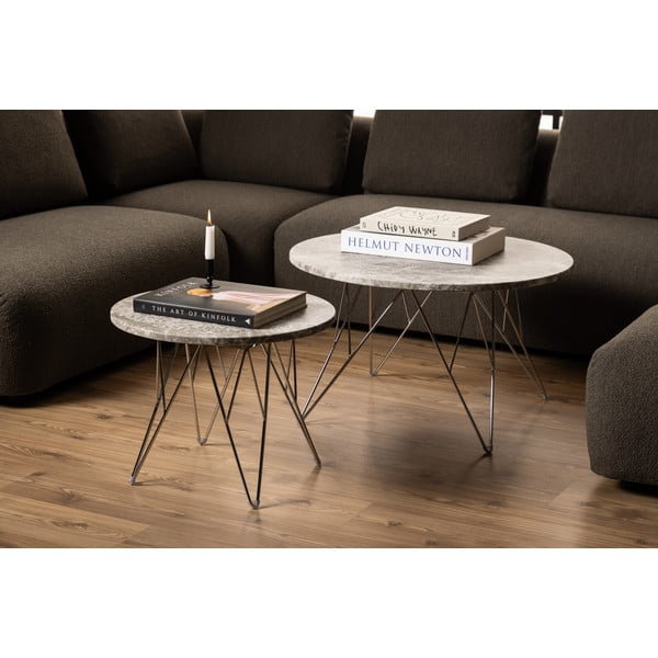 Sivý mramorový okrúhly konferenčný stolík ø 80 cm Prunus – Actona-image-3